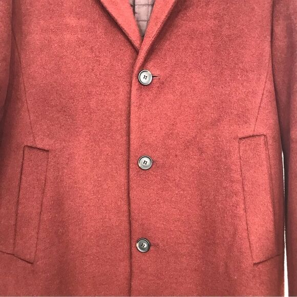 Us N Them Wine Wool Blend Quilt Lined Classic Overcoat - Picture 9 of 16